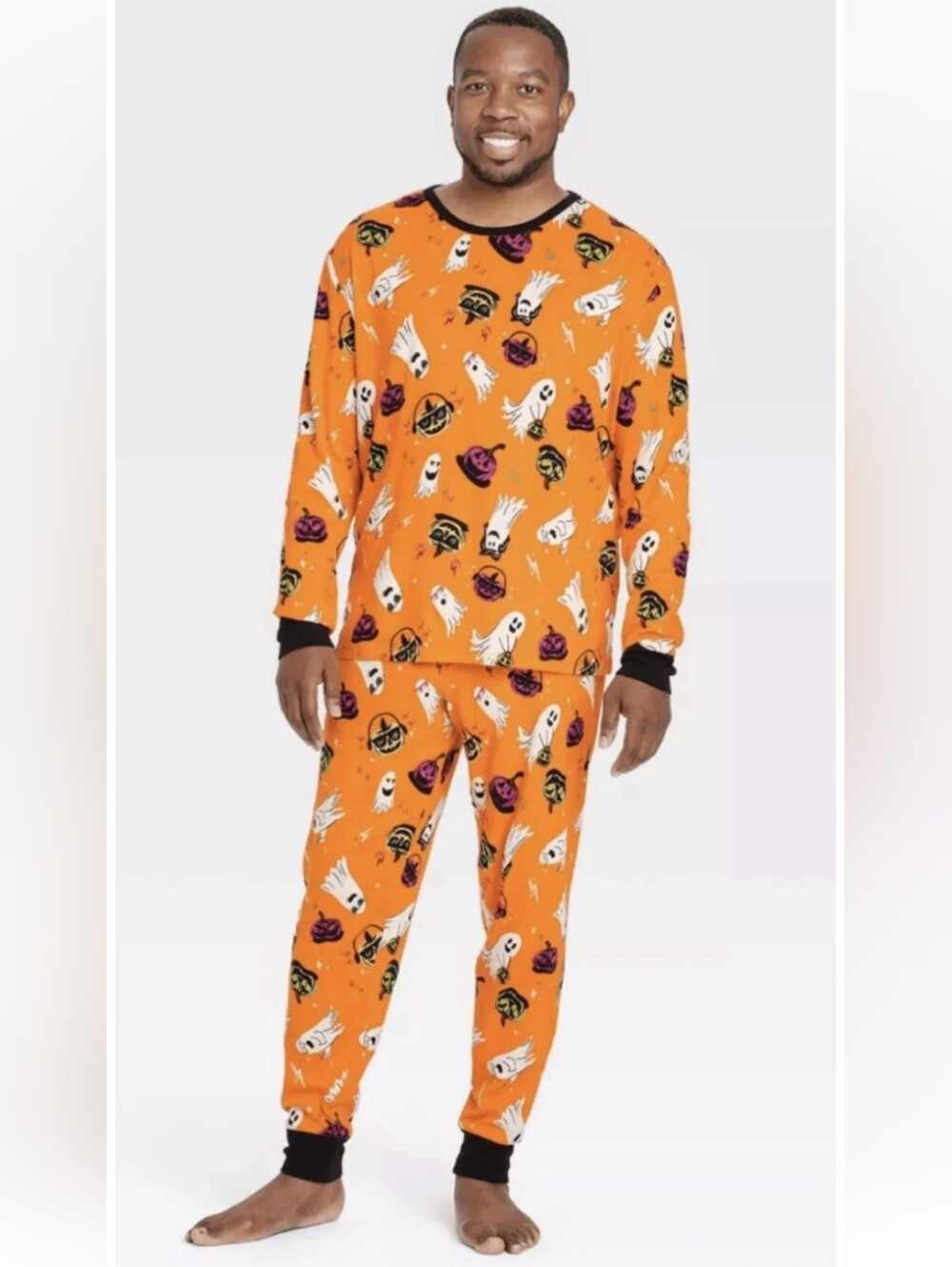 Hyde & EEK! Men's Halloween Ghost & Pumpkin Pajama Set